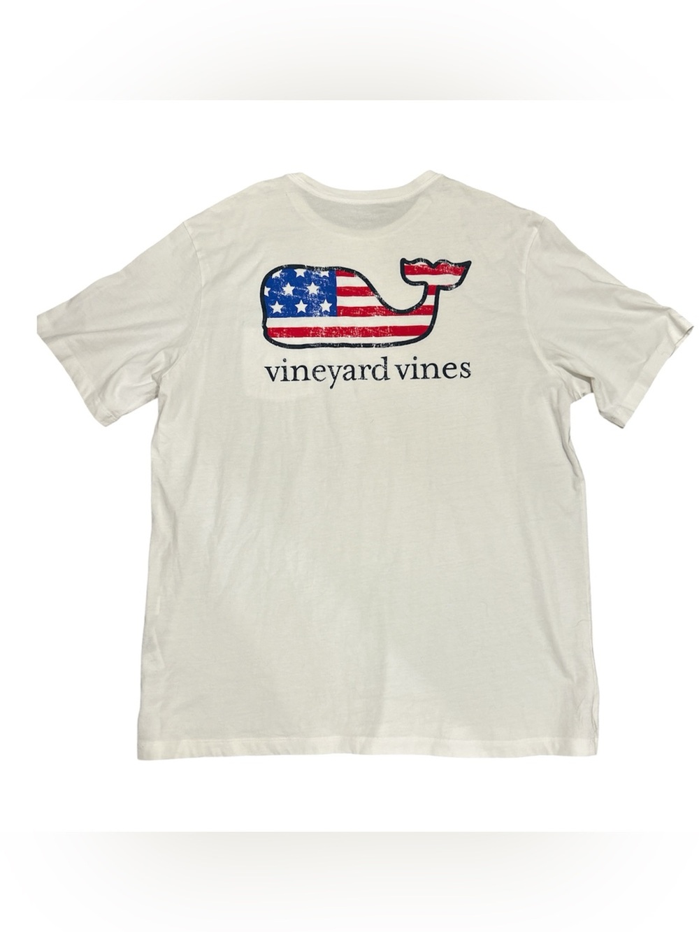 Vineyard Vines USA Flag Whale Pocket T-Shirt Men’s XL White Short Sleeve Cotton - Picture 2 of 9